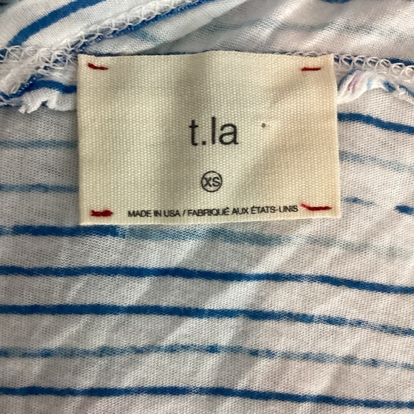 t.la Tillie V-Neck Striped Tee Blue White Short Sleeve Top XS - Picture 6 of 7